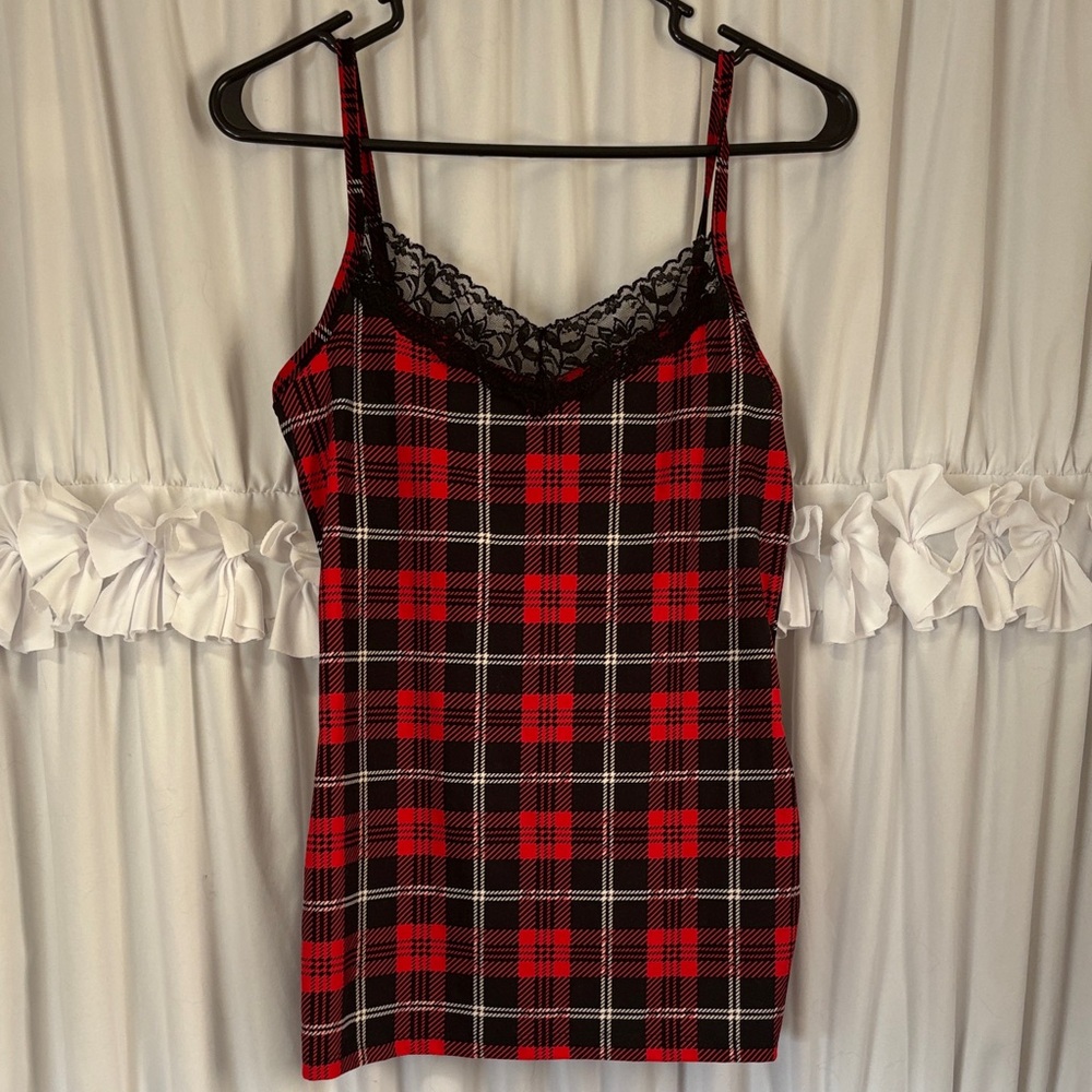 Plaid Lace Trim Cami